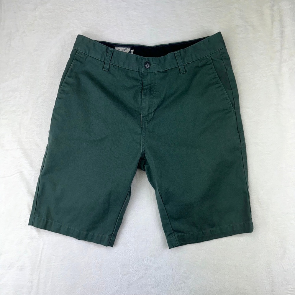 Volcom Shorts Mens Vmonty Straight 31 Green Chino Skate Twill Skater Summer